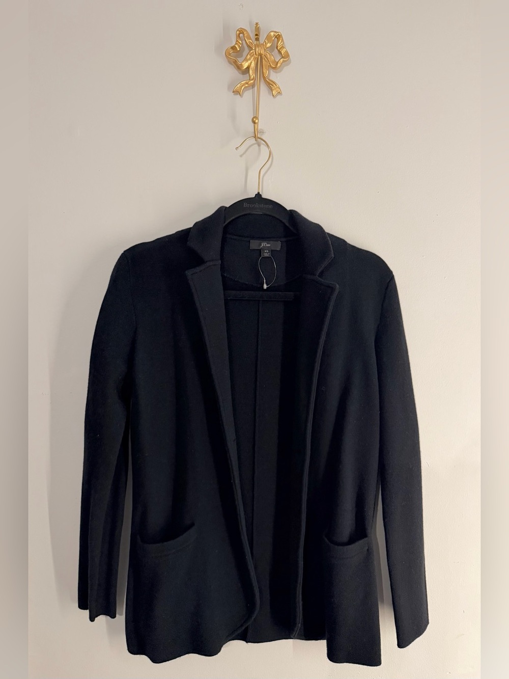 J. Crew Sophie Black Knit Open Blazer